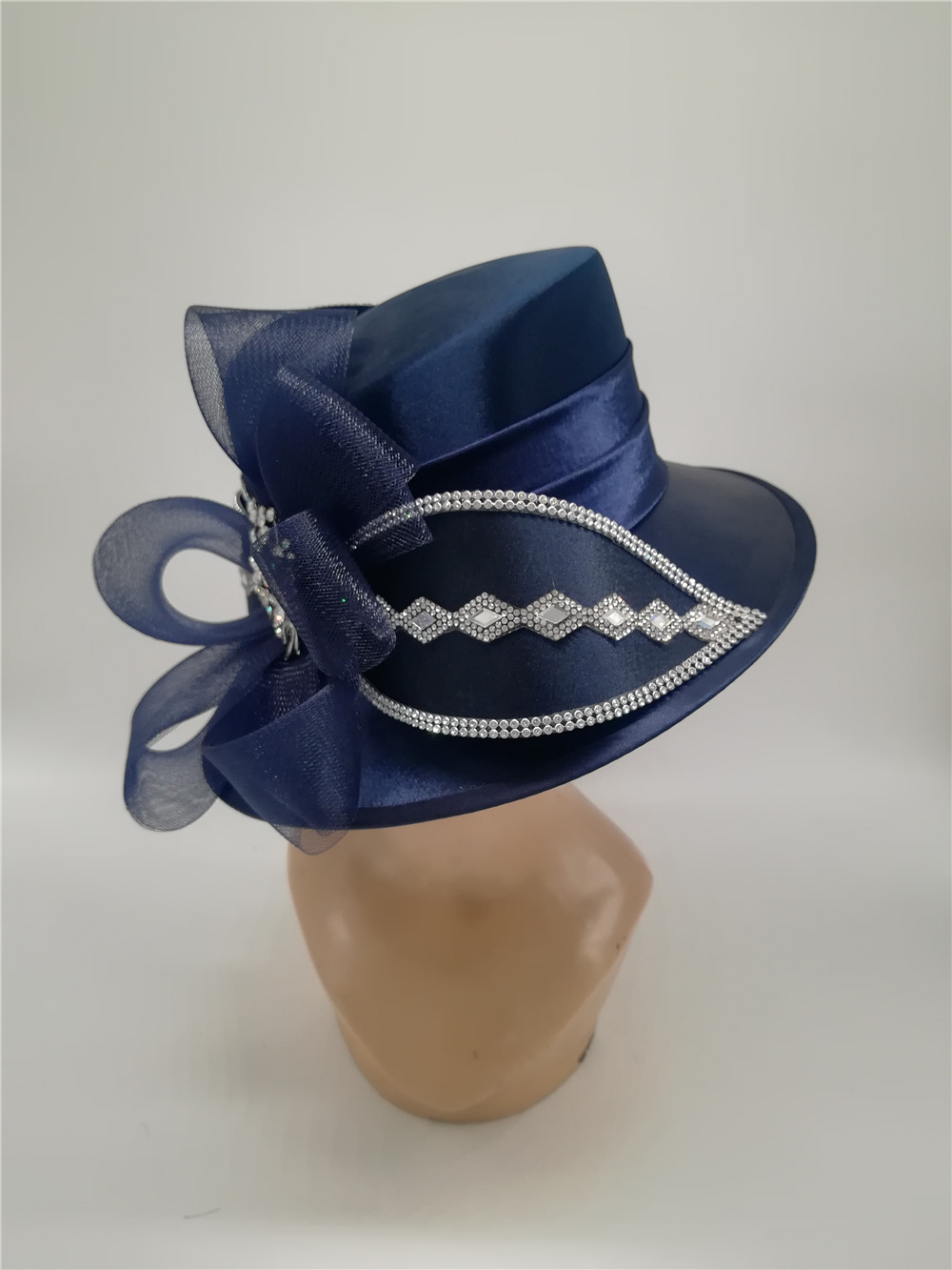 The Satin Felt Case-hardened Royal Magnificent Hot Sale Quality Summer Wide Brim Formal Party Lady Church New Elegant Women Hat