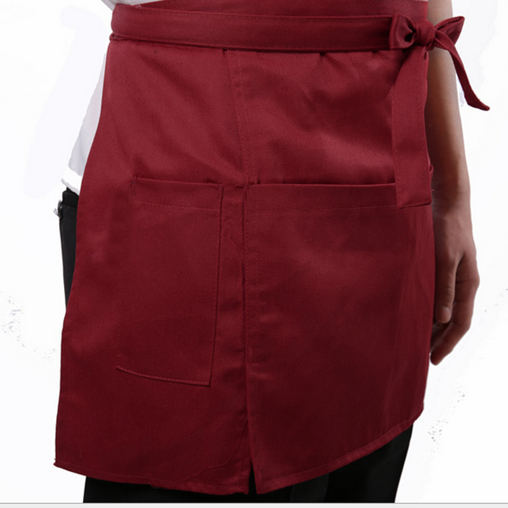 4 Style Universal Unisex Half Bust Bib Apron Restaurant Kitchen Coffee Tea Shop Waitress Uniforms Waist Short Apron With Pockets