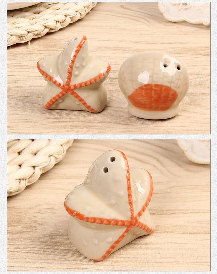 European Cartoon Starfish Ceramic Creative Seasoning Jar Household Kitchen Supplies Salt And Pepper Shaker Pair Gift Box