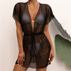 Sxey Long Sleeve Swimwear Cover Up Wrap Bikini Solid Lace Up Beach Outfits For Women Robe De Plage Casual Sexy