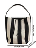 Niche Striped Canvas Bucket Bag for Women, Large Capacity Lazy Style Commuting Tote Bag,2024 New Single Shoulder Large Bag Trend
