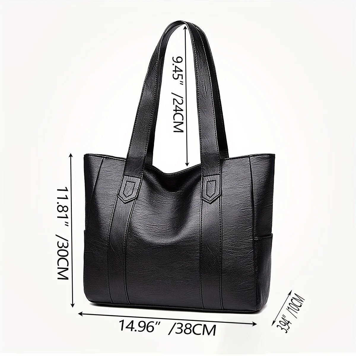 Female Big Soft Leather Satchel Bag Classic Solid Color Simple Casual Large Capacity Tote Single Shoulder Handbag Female Big Sof