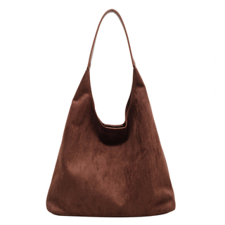 Women Suede Shoulder Bag Simple Tote Handbag Large Capacity Trendy Work Hobo Closure Vintage Hobo Bag Outdoor Travel Bag