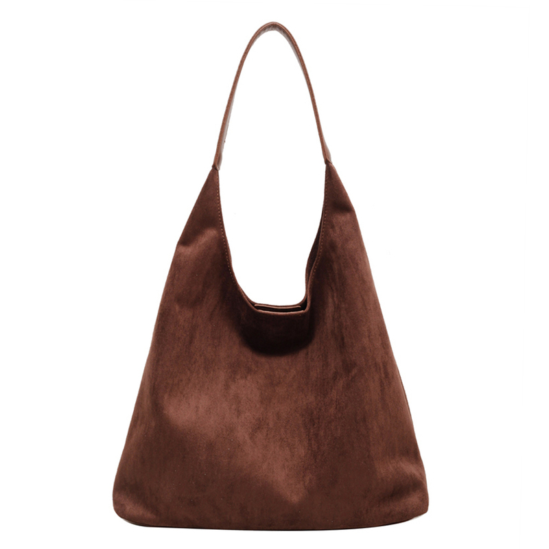 Women Suede Shoulder Bag Simple Tote Handbag Large Capacity Trendy Work Hobo Closure Vintage Hobo Bag Outdoor Travel Bag