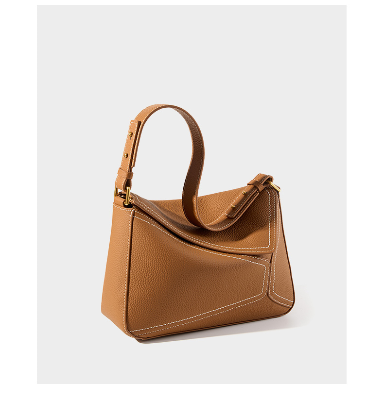 Genuine Leather Underarm Shoulder Bags For Women 2024 Geometric Design Luxury Crossbody Purses Cowhide Ladies Handbag