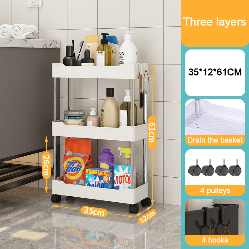PP Plastic Multilayer Save Space Crack Shelf Bathroom Gap Holder Removable Rack Kitchen Narrow Storage Racks Kitchen Organizer