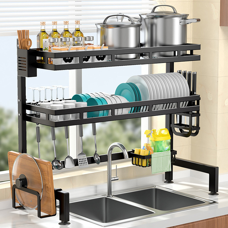 Stainless Steel Kitchen Dish Rack 2 Tier Dish Drying Rack Cutlery Drainer Dish Drainer Rack on Wash Basin