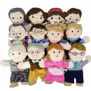 Factory Sale Custom 28cm Soft Hand Puppet Family Member Stuffed Toys Dad Mom Finger Parent Child Activities Props Kid Gifts