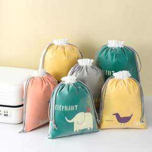Portable Travel Storage Bag Cute Thickened Draw String Mouth Waterproof Wet Clothes Bag Household Clutter Toy Organizer Supplies