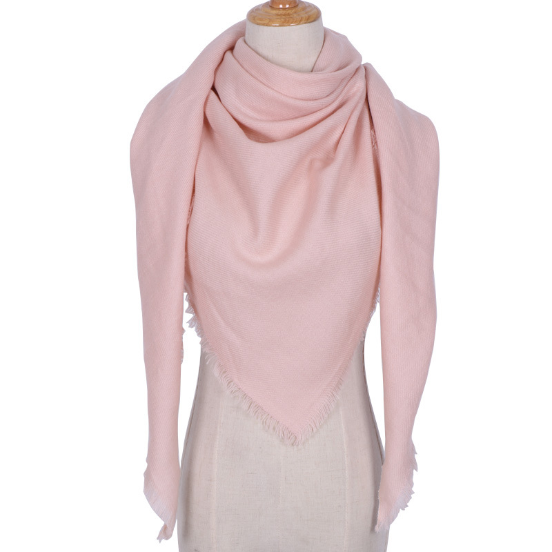 Fashionable Solid Color Scarf Triangular Shawl Women's Cashmere Winter Outdoor Warmth Headscarf Hijab Foulard