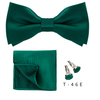 Bowtie Set 3pcs Solid Color Bow Tie For Men Pocket Square Shirts Cufflinks Neck Butterfly Suit For Business Wedding Decorate Tie