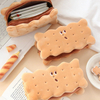 Cute Biscuit Shape Pencil Box Plush Cookies Pencil Bag Large-capacity Pencil Case Student Gift Stationery Box
