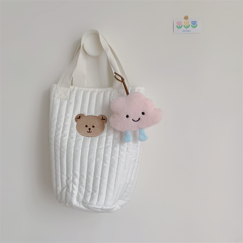 Cute Cartoon Plush Cloud Panda Animal Keychain Kindergarten Name Tag Lanyard Key Ring for Women Girls Backpack Anti-Loss Pendant