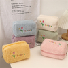 Ins Tulip Fresh Pencil Bag Cute Plush Pencil Case Girl Cosmetic Bag Student Storage Bag Student Pencil Box School Office Supplie