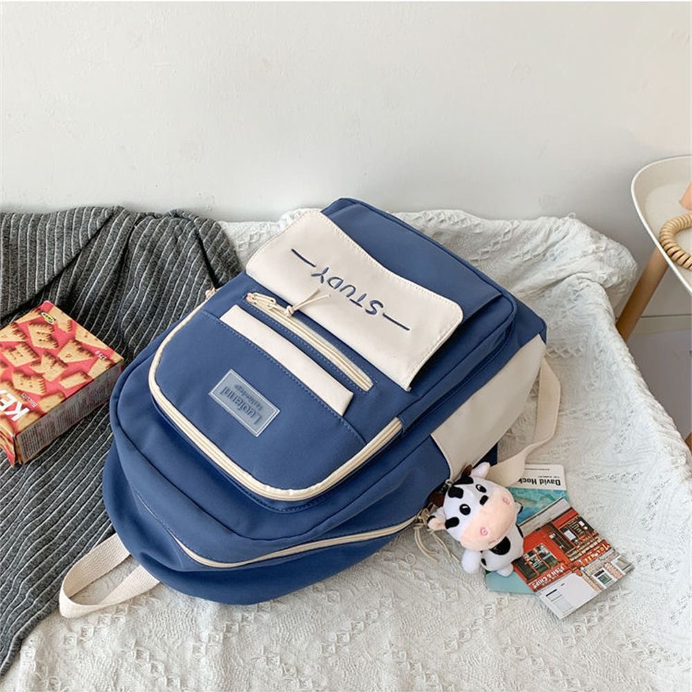 Nylon Large Capacity Backpack Teenage Pure Colour Schoolbag Women Men Waterproof Travel Rucksack Bags Student School Bag
