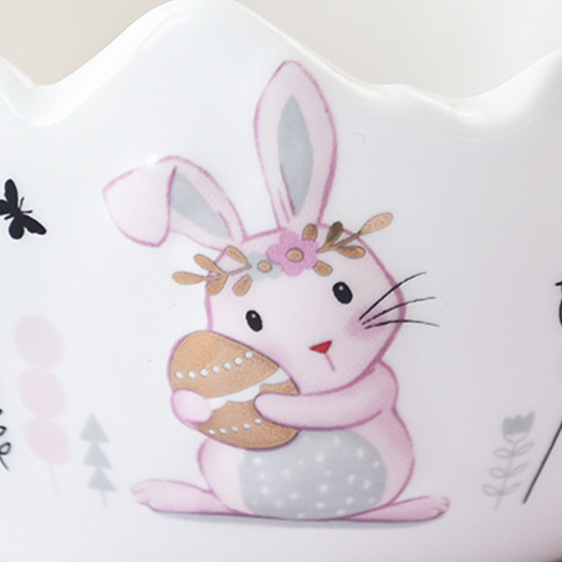 Easter Rabbit Ceramics Basket Cute Food Storage Container Kitchen Egg Candy Snacks Fruit Organizer Basket Household Decoration