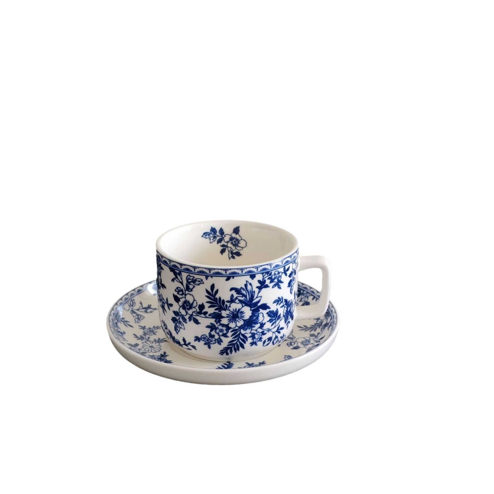 English Style Flower Ceramic Mugs Coffee Cup And Plate Milk Tea Cup Ins Oatmeal Breakfast Mug Drinkware Kitchen Cup Set