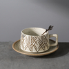 Nordic Travel Cup And Saucer Vintage Ceramic Coffee Cup And Saucer Camping Aesthetic Afternoon Tea Set 