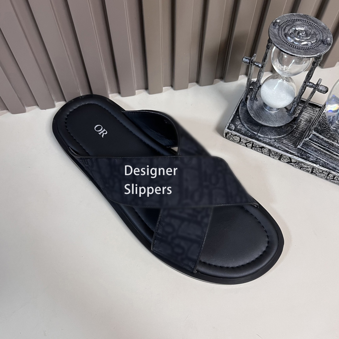 High Quality Sports Men Leather Designer Slippers Women Famous Brands Female Unisex 2024 Luxury Slippers For Women 