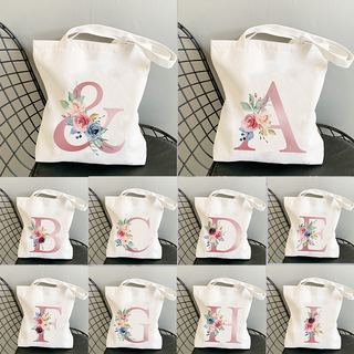 Plant Print Canvas Bag Women's Shoulder Bag Fashion Cotton Letter Shopping Shopper Ladies Hand Bags Tote Bag Side Bag for Ladies