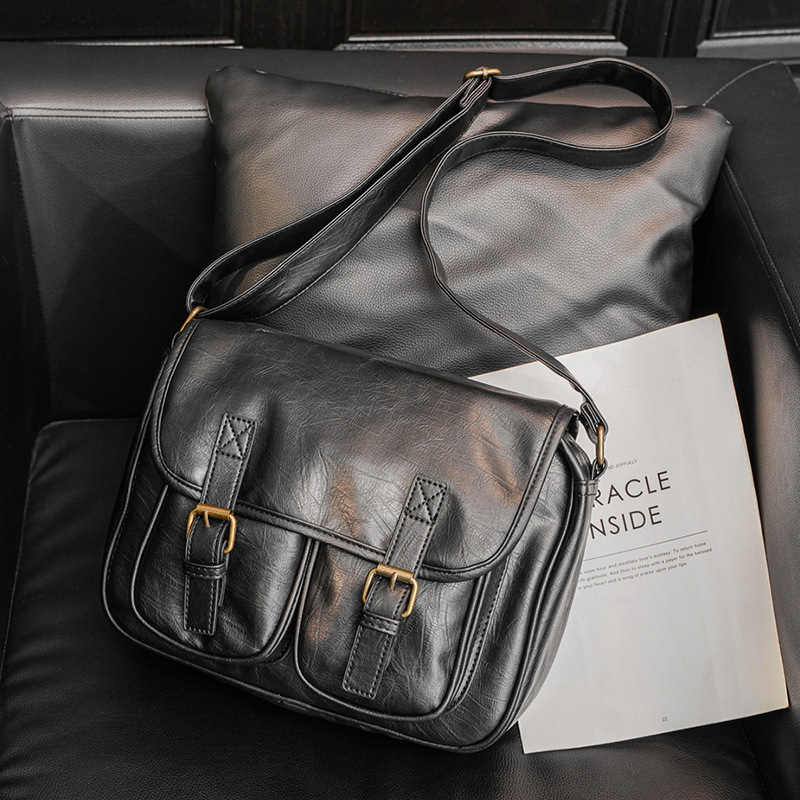 Fashion Japan Style Men's Messenger Bag Soft PU Leather Crossbody Messenger Bag Men Satchels Crossbody Bag Mens Shoulder Bags
