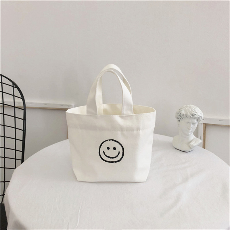 1 Pc Korean Style Smile Face Mini Shopping Bag for Women Fashion Mobile Phone Bag Lady Purse Small Casual Handbag Storage Bags