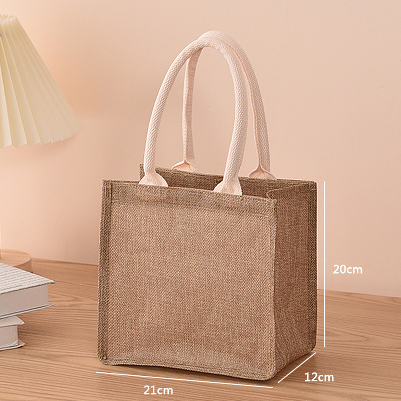 Linen Bags Shopping Bags Linen Bag Hand-painted Cotton Sacks Jute Portable Imitation Sacks Laminated Bags Foldable Shopping Bag