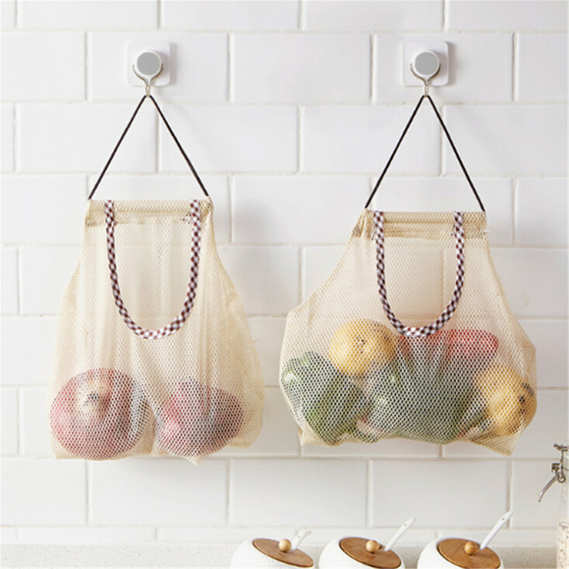 Creative Mesh Shopping Bag Hollow Knit Kitchen Breathable Storage Bag Vegetable Onion Potato Garlic Ginger Hanging Storage Bag