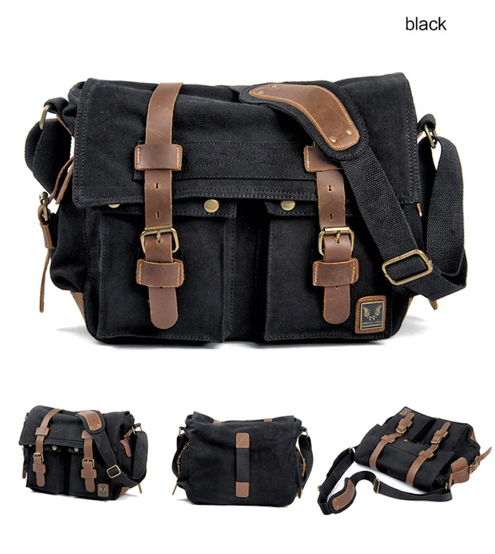 Canvas Leather Men Messenger Bags Big Satchel Shoulder Bags Male Laptop Briefcase Travel Handbag