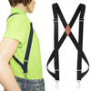 Side Clip Trucker Suspenders for Men Work 2.5cm Wide X-back with 2 Snap Hooks Adjustable Elastic Heavy Duty Trouser Braces Black