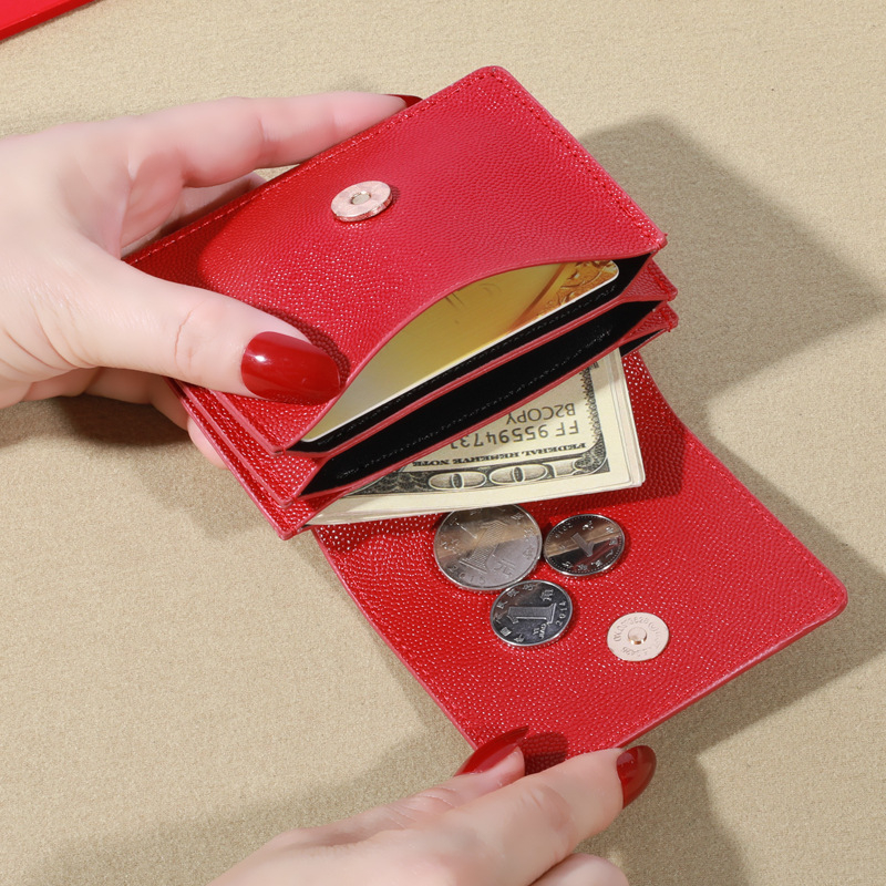 Women's Purse Short Pure Color Card Bag Women's Advanced Sense Compact And Simple Zero Purse Pure Color Advanced Sense Fashion