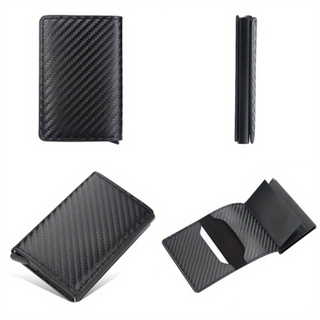 Carbon Fiber Credit Card Holder Wallet Men Rfid Smart Metal Thin Slim Pop Up Minimalist Wallet Small Black Purse Metal Wallet