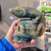 Natural Blue Lux Calcite Lizard Head Skull Figurine Hand Carved Quartz Animal Statue Healing Crystal Stone Home Decoration Craft