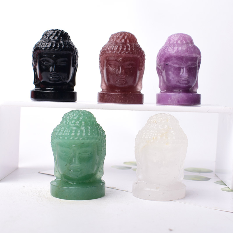  1PC Natural Crystal Stone Figure of Buddha Figurine Reiki Healing Stone Crafts Small Decoration Home Decor Present Souvenir