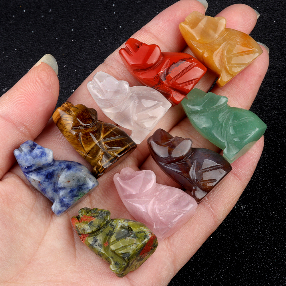 Mini Gemstones Dog Statue Natural Healing Crystal Mineral Animal Figurine Stone Carving Ornament Energy Carft Home Decor