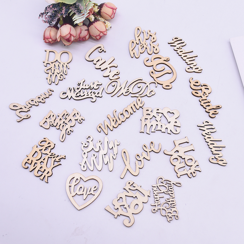 15/30pc Wooden Letter Love Wedding Just Married Mr Mrs Wood Slices For Happy Birthday Wedding Decor Valentine's Day Wood Pendant