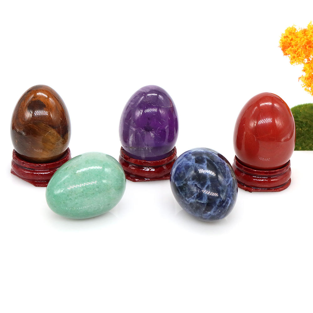 Egg Shape Stone Natural Healing Crystal Amethyst Quartz Opalite Massage Gemstone Reiki Crafts Home Decoration Gifts 30x40mm