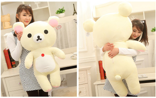 Big Plush Rilakkuma Bear Plush Toy Relax White Teddy Bear Soft Throw Pillow Birthday Gift about 110cm W5308