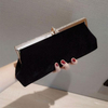 Women Retro Black Velvet Evening Clutch Bag Glitter Rhinestone Buckle Banquet Party Ladies Handbag Purse with Chain