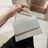 Gold Bright Silk Evening Bag Women Elegant Fashion Banquet Clutch Pearl Chain Shoulder Bags Luxury Purse Female Wedding Handbags