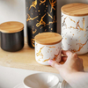 Nordic Style Sealed Ceramic Storage Jar With Bamboo Lid Spices Tank Container Kitchen Food Bottle Coffee Tea Caddy