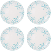 16-Piece Stoneware Dinnerware Set, Service for 4, Aqua/White