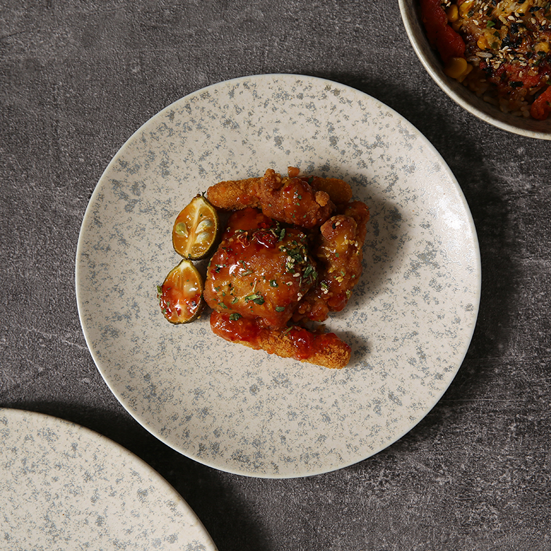 Granite Ceramic Plate Nature Stone Pattern Ceramic Dinner Sets Porcelain Granite Grain Round Plate Bowl Mug Set