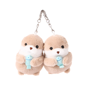 Cute Plush Doll Wishing Fish Holding Otter Keychain Pendant Creative Machine Catching Doll Toy Book Bag Pendant Toy Gifts