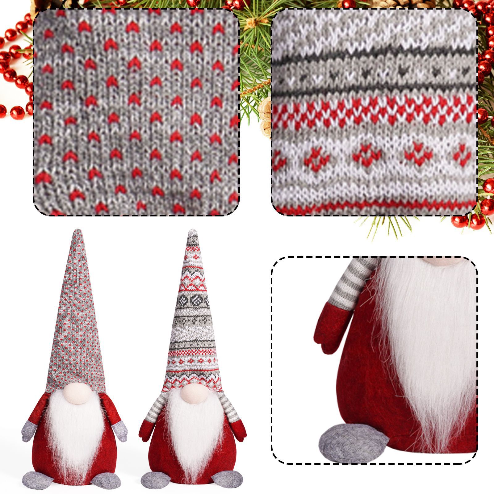 Christmas Sitting Faceless Doll Creative Pattern Knitted Hat Rudolf Cute Desktop Ornament