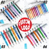 Best Bulk Plastic Cheap Multicolored Rubber Coated Ballpoint Pens With OEM Retractable Custom Printed Logo For Stationery