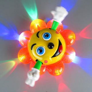 Kids Fun 360° Rotating Moving Flashing Sounding Sunflower Toy Toddlers Cute Cartoon Electronic Interactive Plant Educational Toy