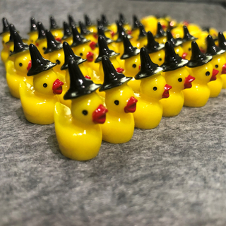 5/10pcs Mini Resin Halloween Witch Hat Duck Miniatures, Tiny Fairy Garden Ornament, Micro Landscape Craft Decoration