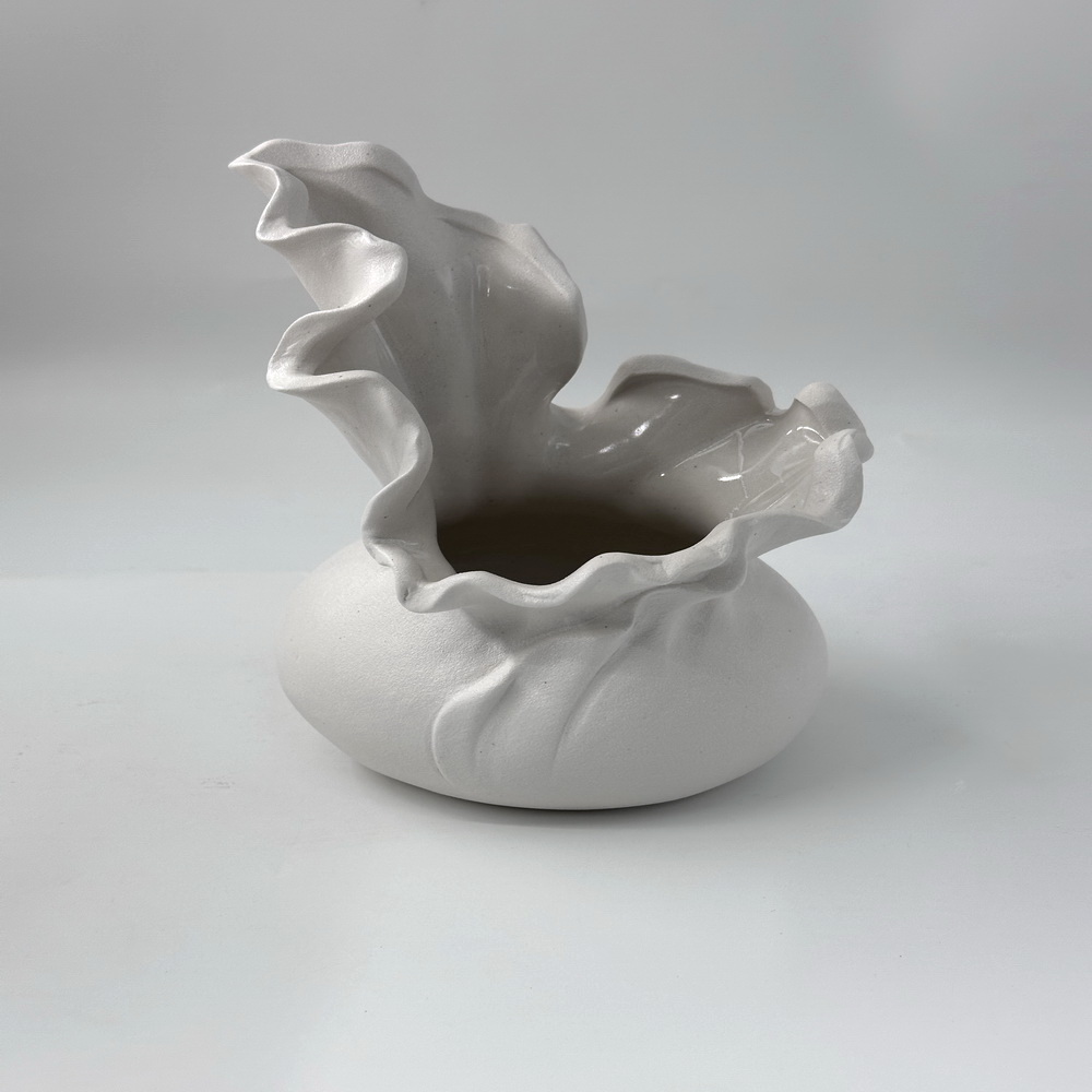 Nordic Creative White Ceramic Moon Vase, Living Room, High End Light Luxury Decoration Vase