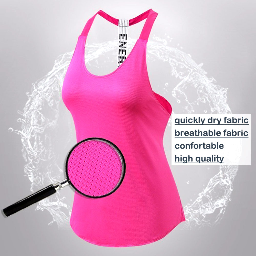 15% spandex Fitness Sports Yoga Shirt Quickly Dry Sleeveless Running Vest Workout Crop Top Female T-shirt